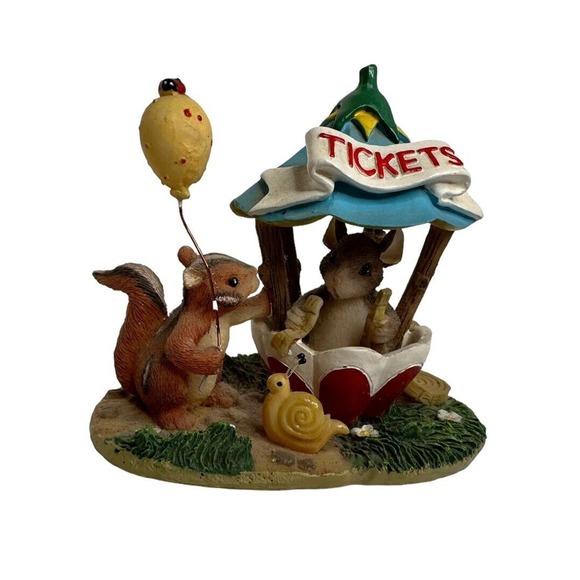 Vtg Charming Teeny Tiny Tails Fitz & Floyd The Ticket Booth 80/2 Mouse Figurine - Picture 3 of 8